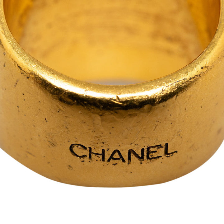 Top Quality Chanel Vintage Cocomark square ring gold brown clean makeup ladies Chanel