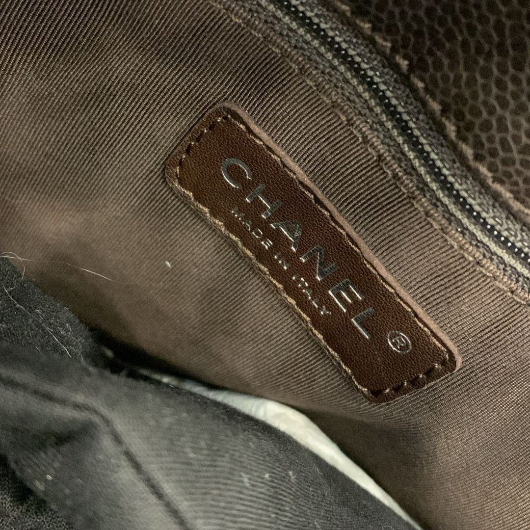 Top Quality Chanel Petite Quilted Caviar Leather Shopping Tote Shoulder Bag Dark Brown