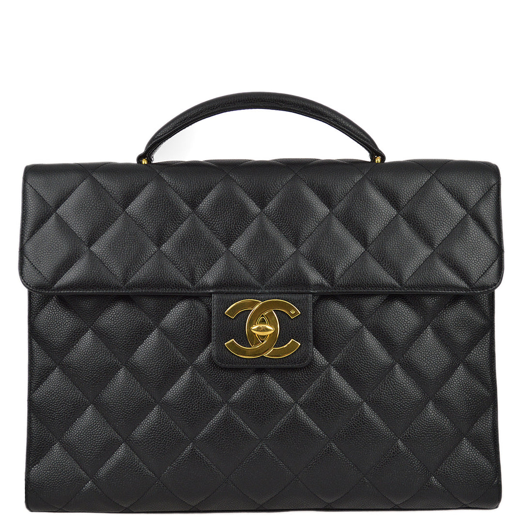 Top Quality Chanel 1991-1994 Black Caviar Briefcase