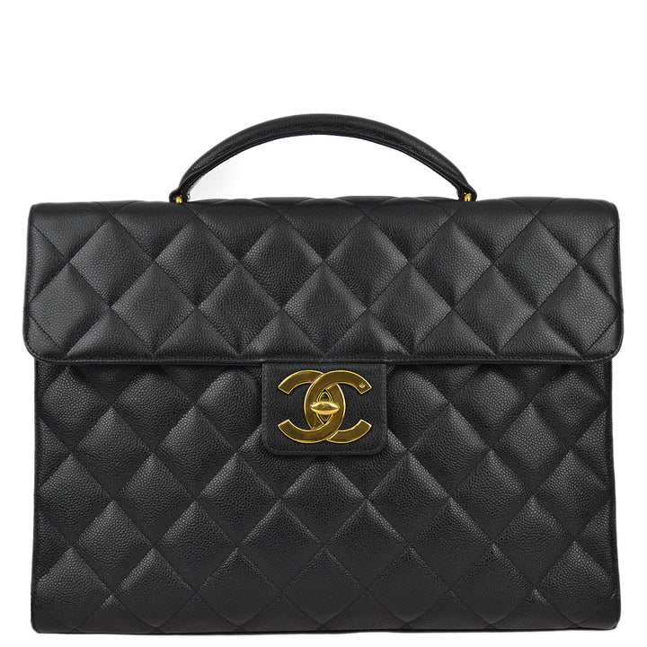 Top Quality Chanel 1991-1994 Black Caviar Briefcase