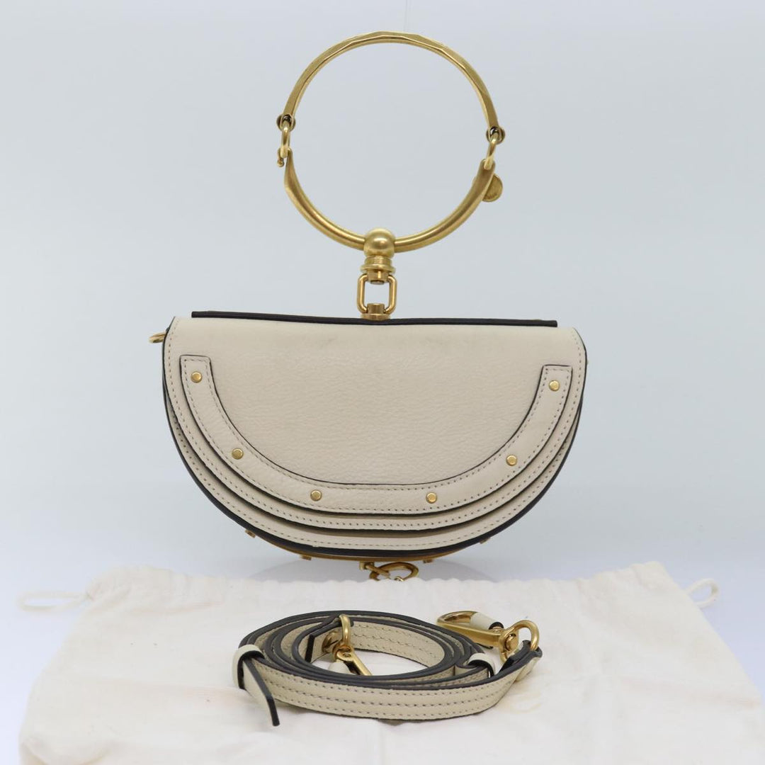 Chloe Small Bracelet Shoulder Bag Leather 2way Cream 70937