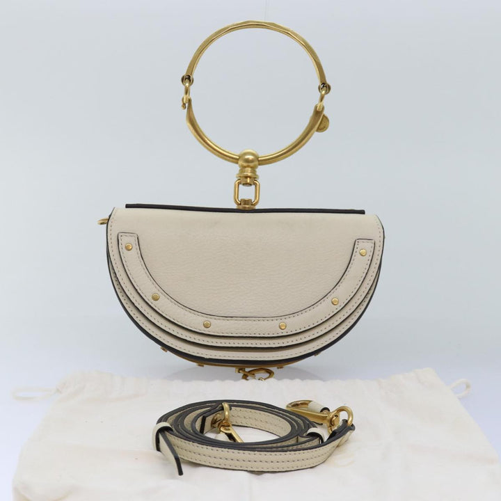 Chloe Small Bracelet Shoulder Bag Leather 2way Cream 70937