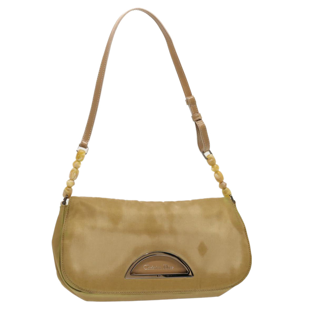 CHRISTIAN Top quality Dior Maris Pearl Shoulder Bag Nylon Beige Auth 70945