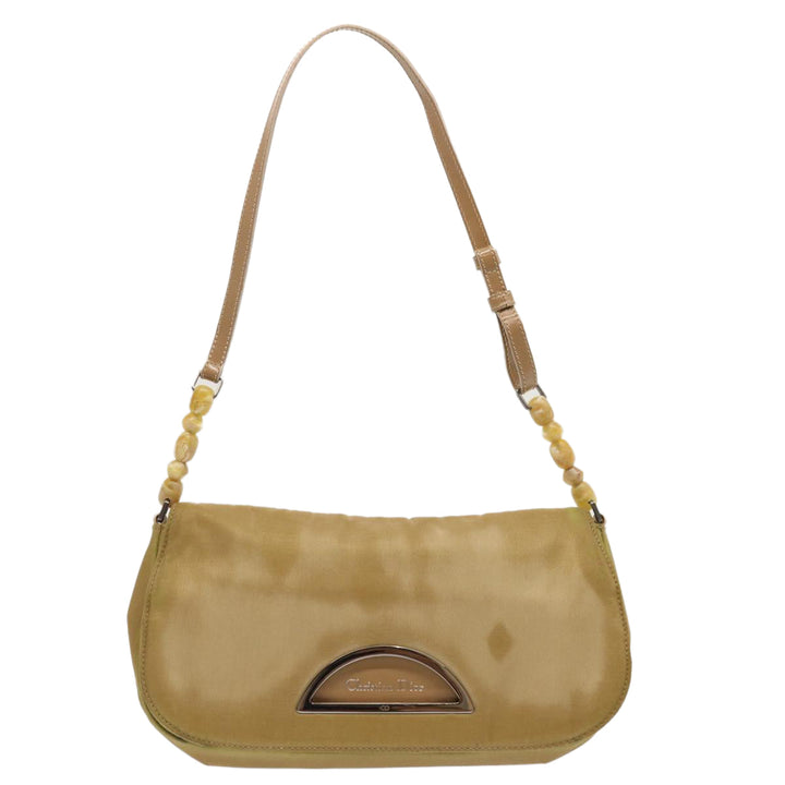CHRISTIAN Top quality Dior Maris Pearl Shoulder Bag Nylon Beige Auth 70945