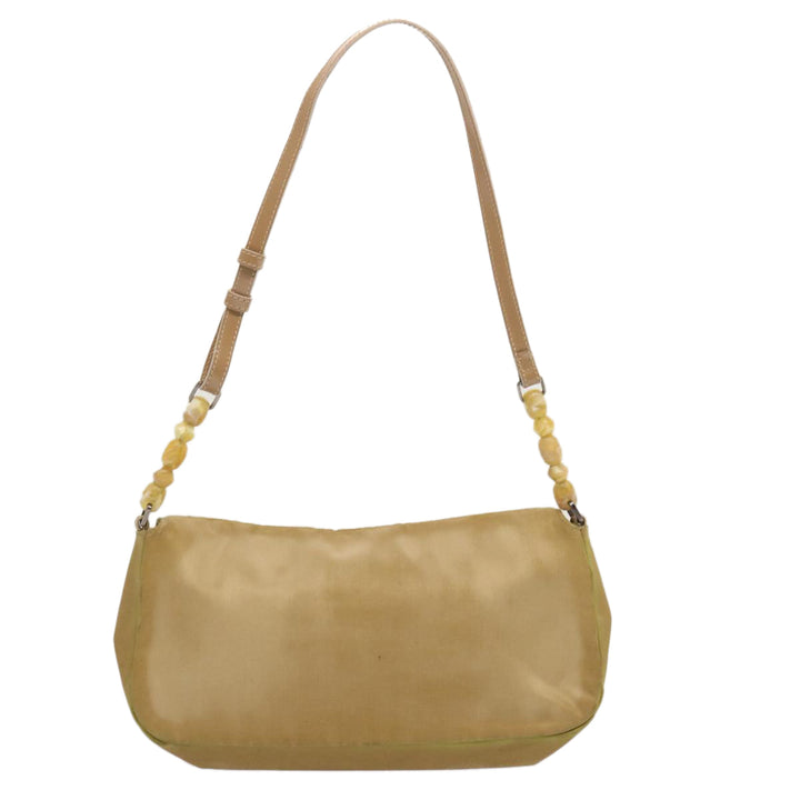 CHRISTIAN Top quality Dior Maris Pearl Shoulder Bag Nylon Beige Auth 70945