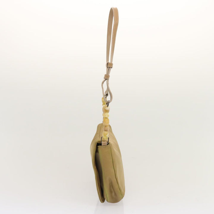 CHRISTIAN Top quality Dior Maris Pearl Shoulder Bag Nylon Beige Auth 70945