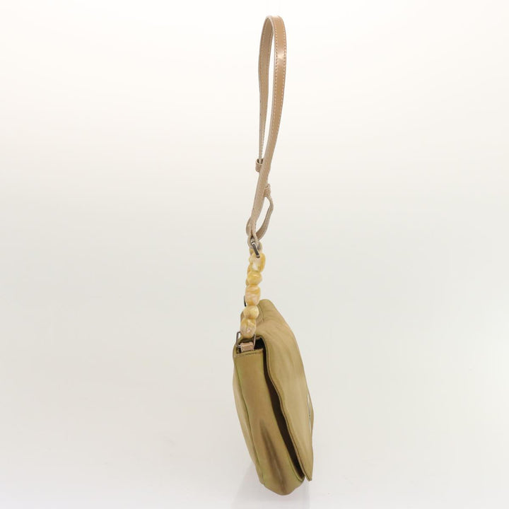 CHRISTIAN Top quality Dior Maris Pearl Shoulder Bag Nylon Beige Auth 70945