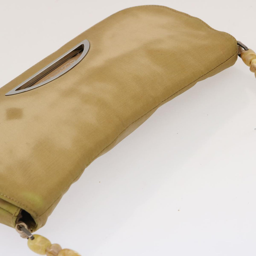 CHRISTIAN Top quality Dior Maris Pearl Shoulder Bag Nylon Beige Auth 70945