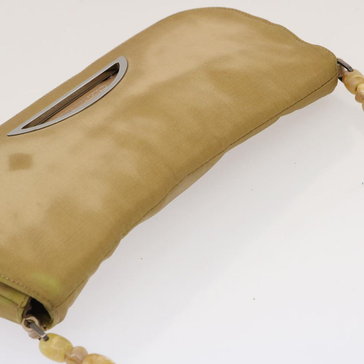 CHRISTIAN Top quality Dior Maris Pearl Shoulder Bag Nylon Beige Auth 70945