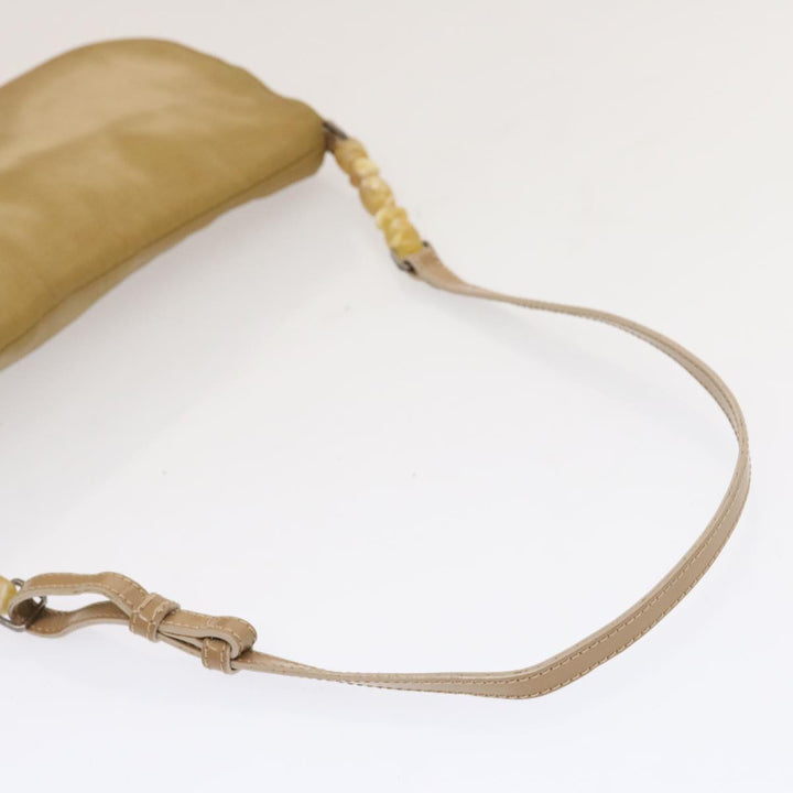 CHRISTIAN Top quality Dior Maris Pearl Shoulder Bag Nylon Beige Auth 70945