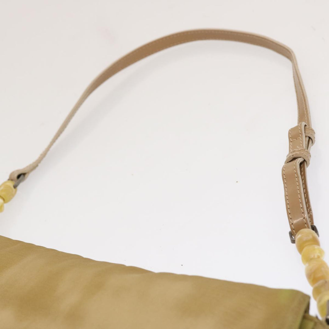CHRISTIAN Top quality Dior Maris Pearl Shoulder Bag Nylon Beige Auth 70945