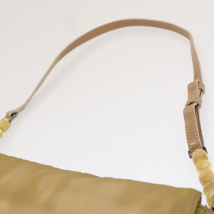 CHRISTIAN Top quality Dior Maris Pearl Shoulder Bag Nylon Beige Auth 70945