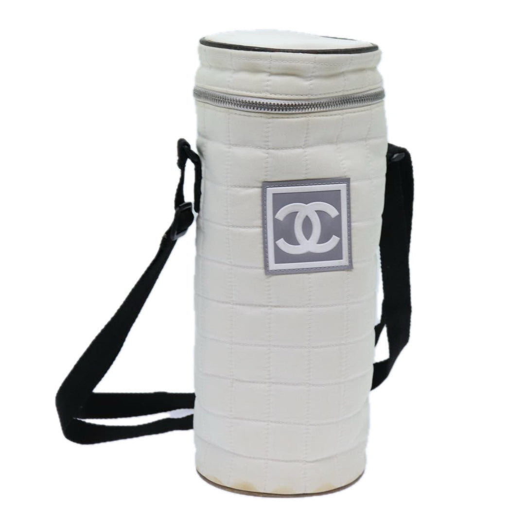 Top Quality Chanel Choco Bar Sports Line Shoulder Bag Nylon White CC Auth 70955