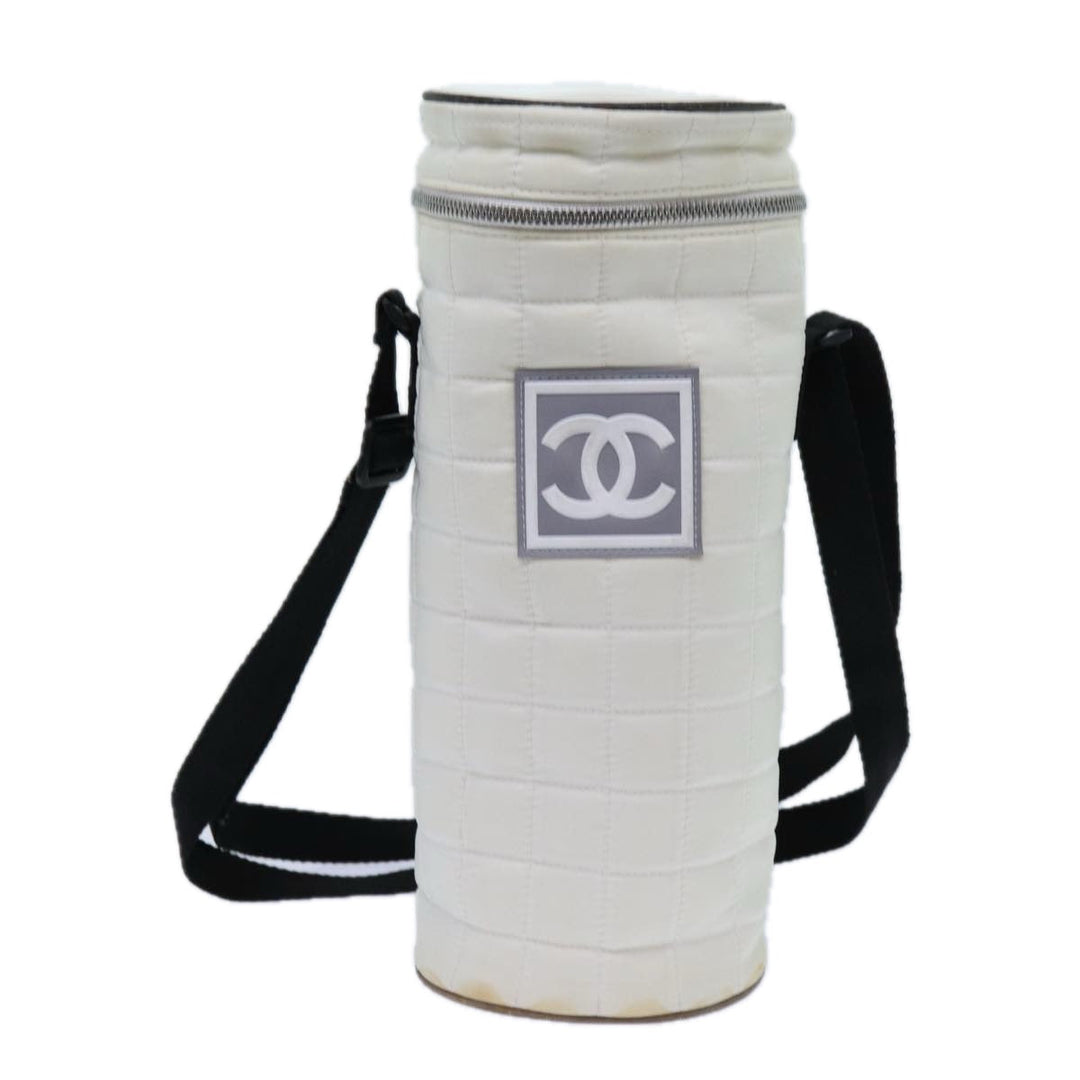 Top Quality Chanel Choco Bar Sports Line Shoulder Bag Nylon White CC Auth 70955