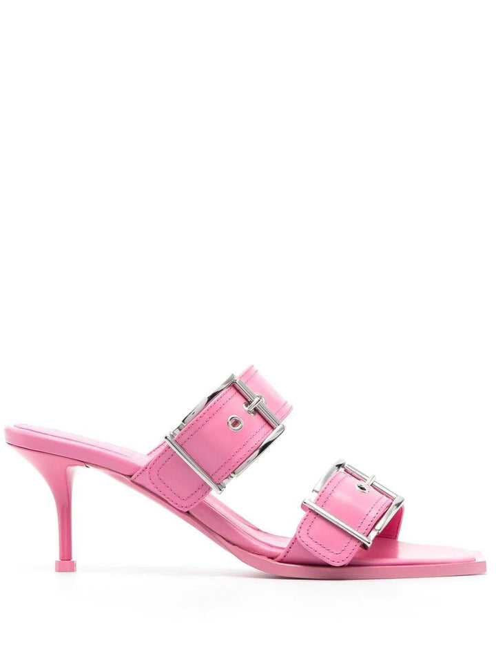 DOUBLE BUCKLE PUNK MULES 90mm