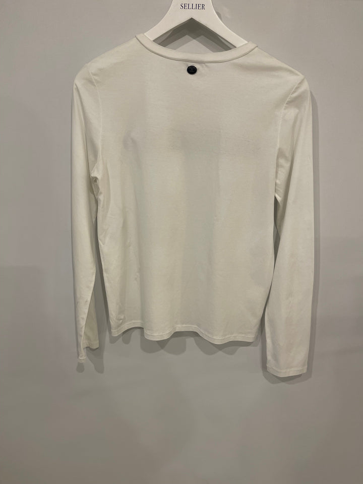 Top Quality Chanel White Short Sleeve Top with Gabrielle Top Quality Chanel Logo Size FR 38 (UK 10)