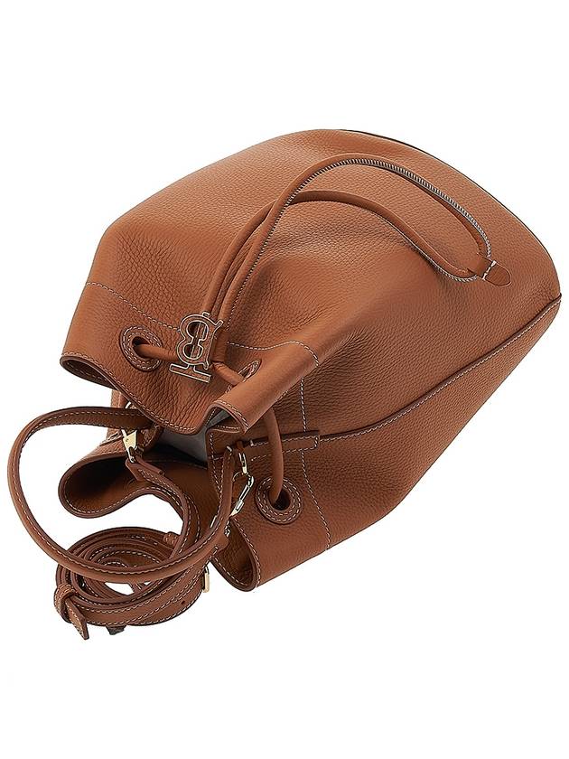 Burberry TB Logo Leather Small Bucket Bag Brown