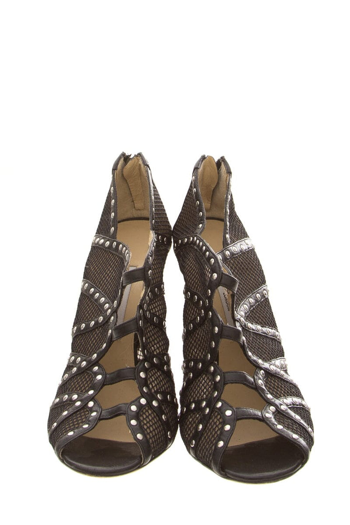 Jimmy Choo KARINA Mesh Studded Black Heels SZ 39.5