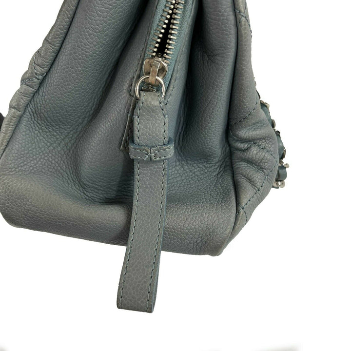 Chanel - Seafoam / Silver CC Caviar Medium Leather Shopping Tote / Shoulder Bag