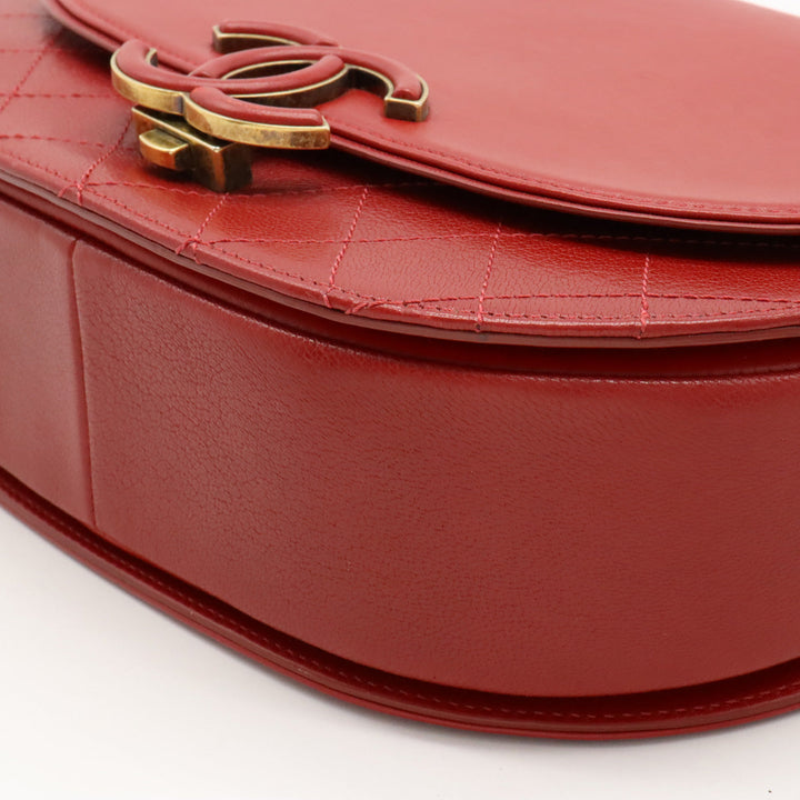 Top Quality Chanel Coconut Matrasse Chain Shoulder Bag Posket 2WAY Leather Red Gold  A93461
