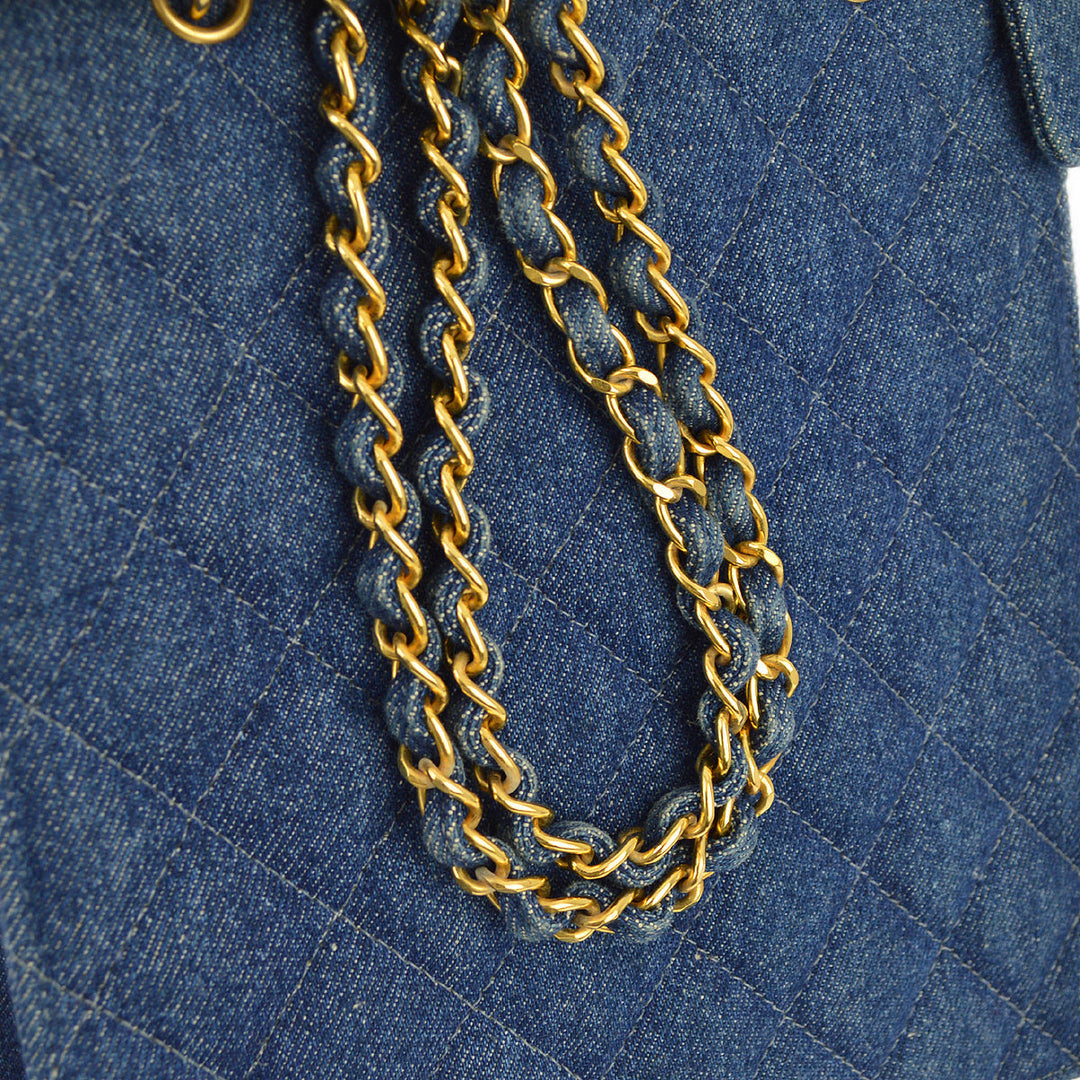 Top Quality Chanel Denim Chain Tote Handbag