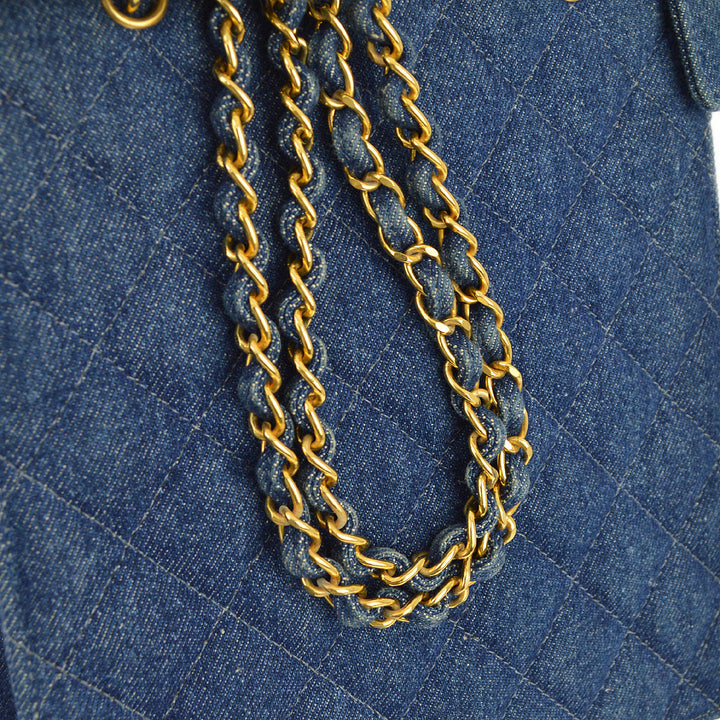 Top Quality Chanel Denim Chain Tote Handbag