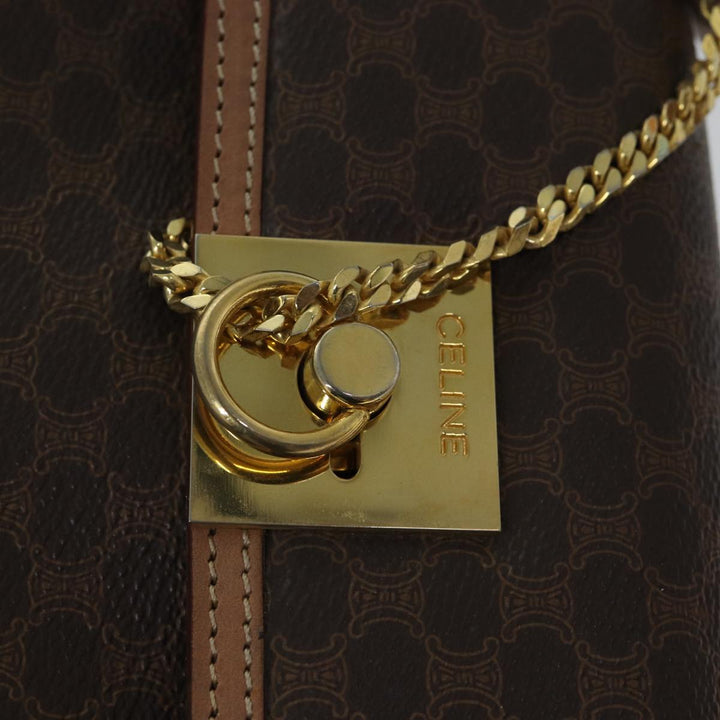 Celine Macadam Canvas Hand Bag PVC Brown  71007