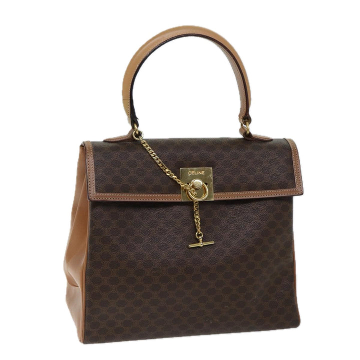 Celine Macadam Canvas Hand Bag PVC Brown  71007