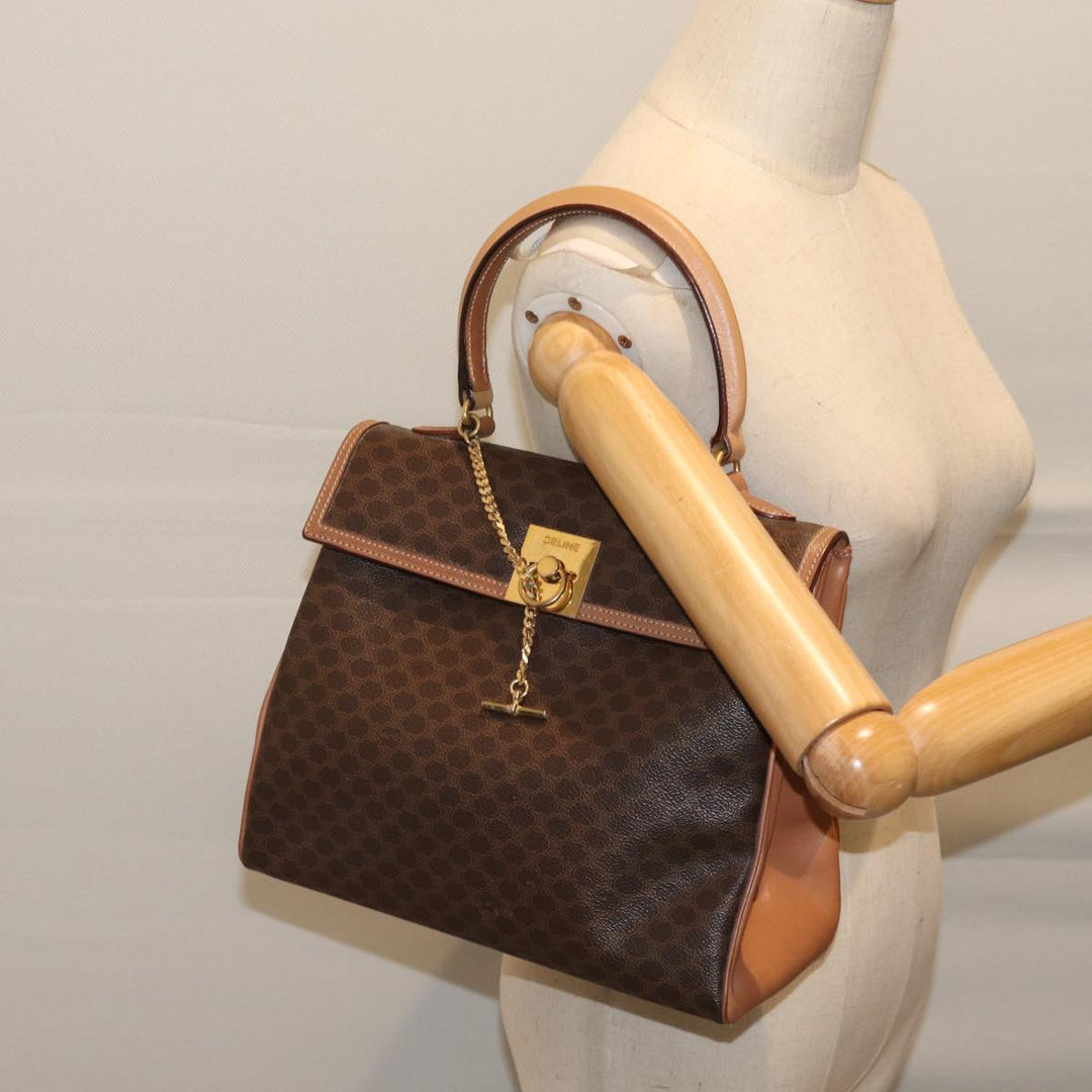 Celine Macadam Canvas Hand Bag PVC Brown  71007