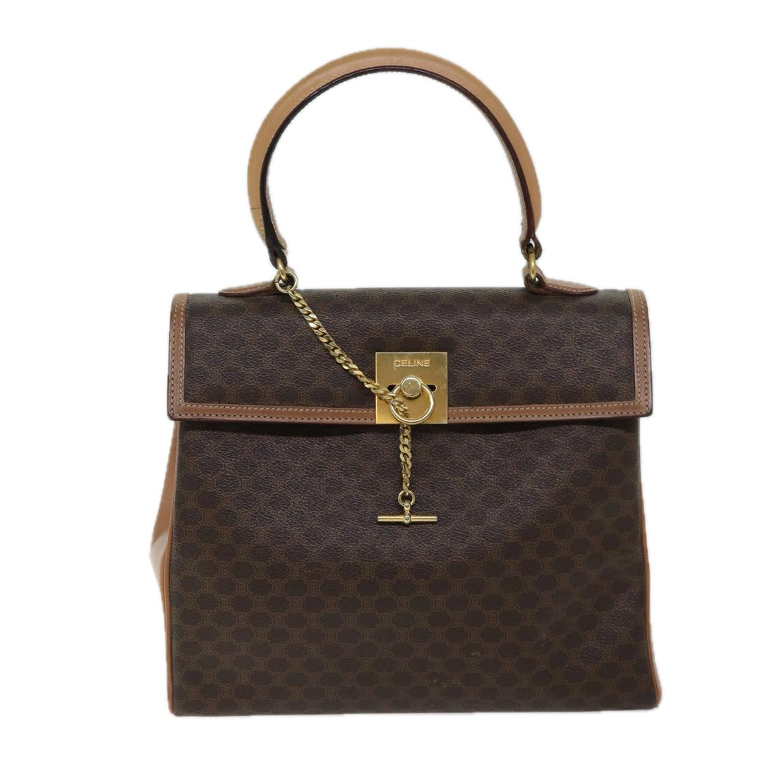 Celine Macadam Canvas Hand Bag PVC Brown  71007