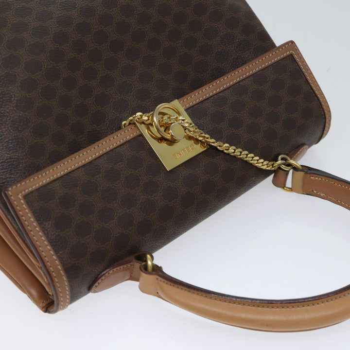 Celine Macadam Canvas Hand Bag PVC Brown  71007