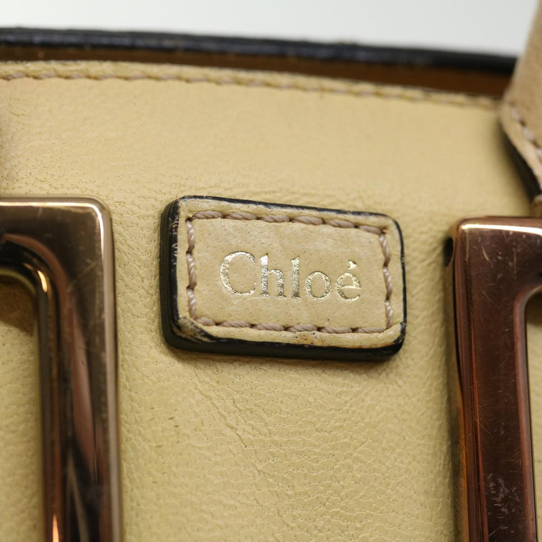 Chloe Etel Hand Bag Leather 2way Cream 71009