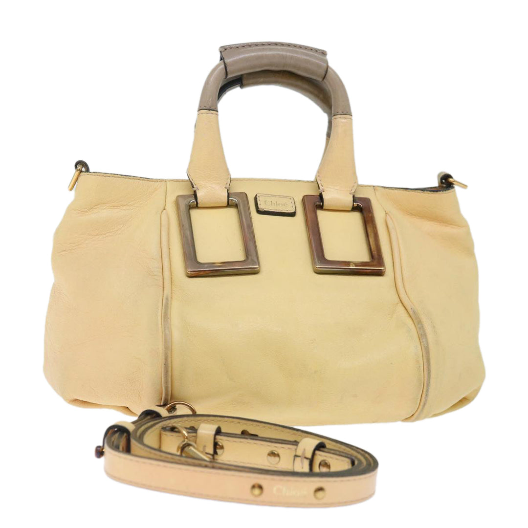 Chloe Etel Hand Bag Leather 2way Cream 71009