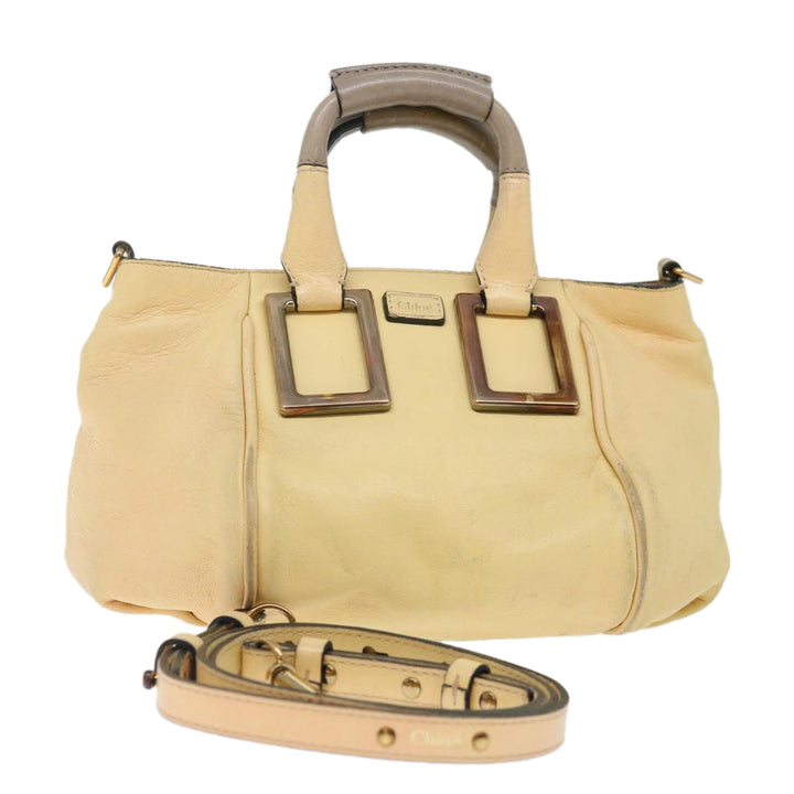Chloe Etel Hand Bag Leather 2way Cream 71009