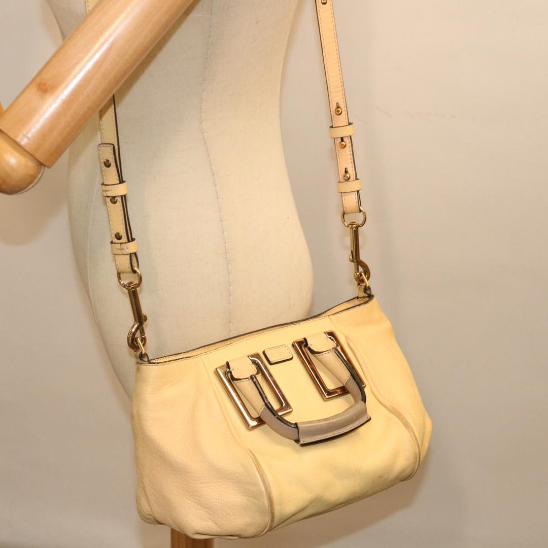 Chloe Etel Hand Bag Leather 2way Cream 71009