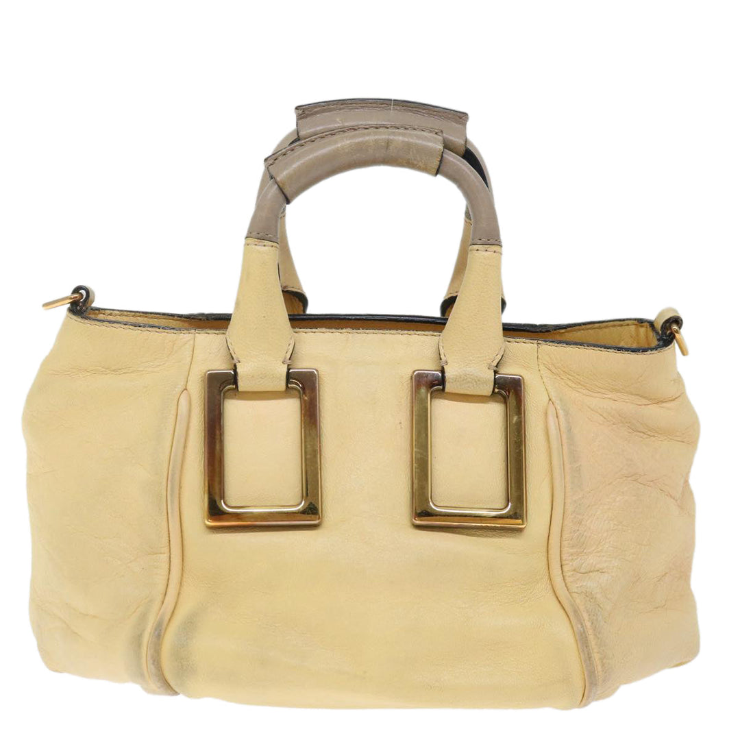 Chloe Etel Hand Bag Leather 2way Cream 71009
