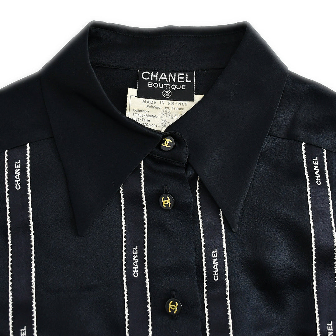 Top Quality Chanel Fall 1994 logo-print silk shirt #36