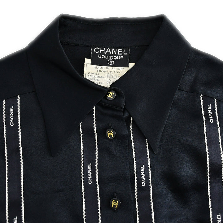 Top Quality Chanel Fall 1994 logo-print silk shirt #36
