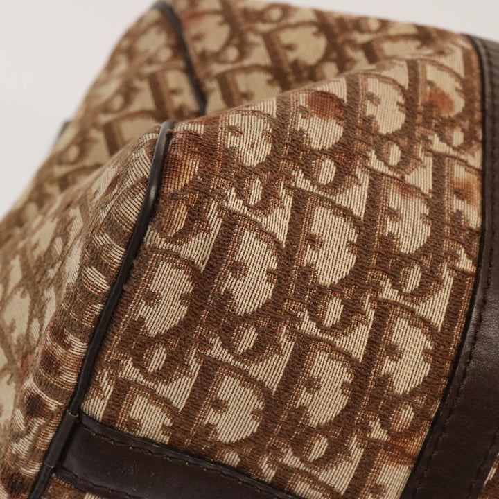 CHRISTIAN Top quality Dior Trotter Canvas Boston Bag Brown Auth 71020