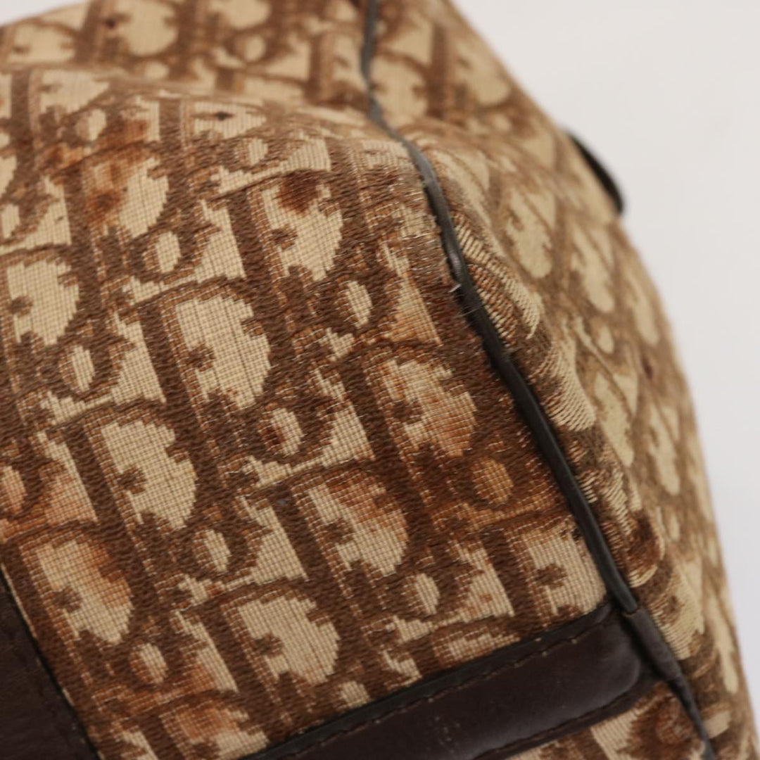 CHRISTIAN Top quality Dior Trotter Canvas Boston Bag Brown Auth 71020