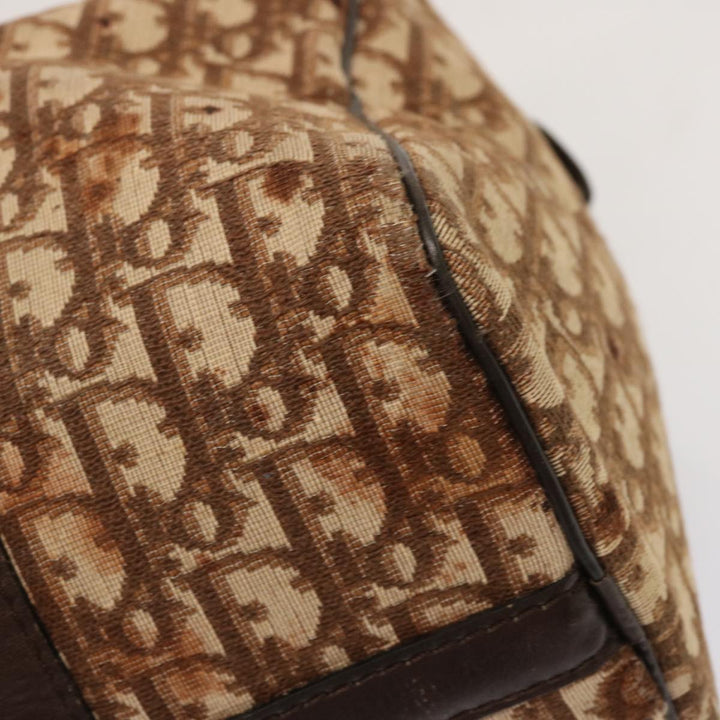 CHRISTIAN Top quality Dior Trotter Canvas Boston Bag Brown Auth 71020