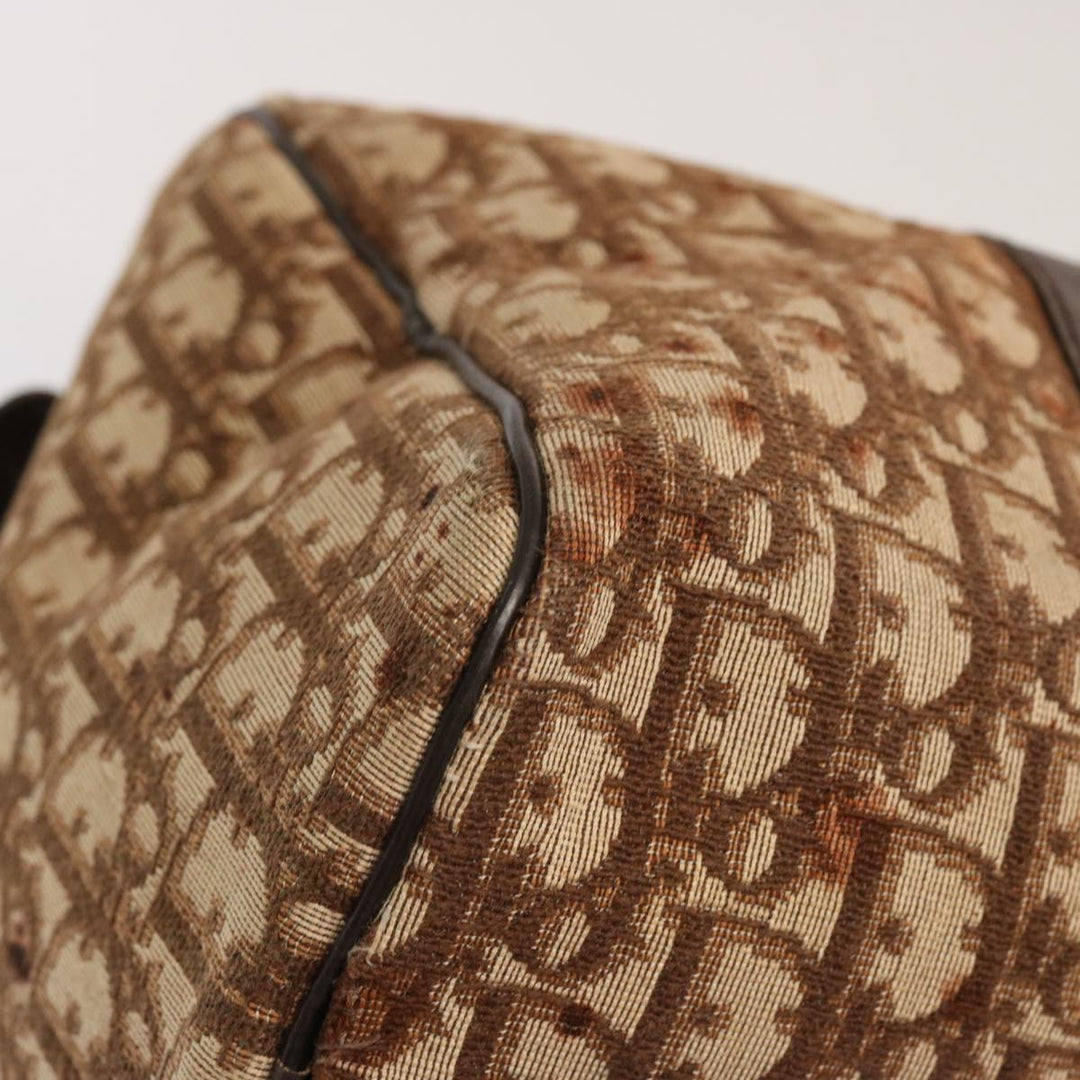 CHRISTIAN Top quality Dior Trotter Canvas Boston Bag Brown Auth 71020