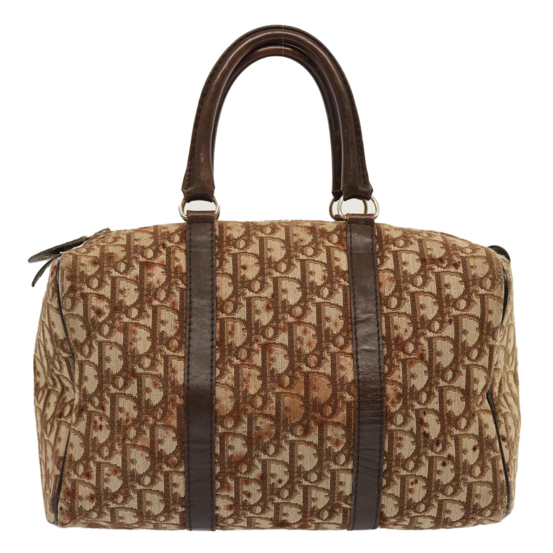 CHRISTIAN Top quality Dior Trotter Canvas Boston Bag Brown Auth 71020