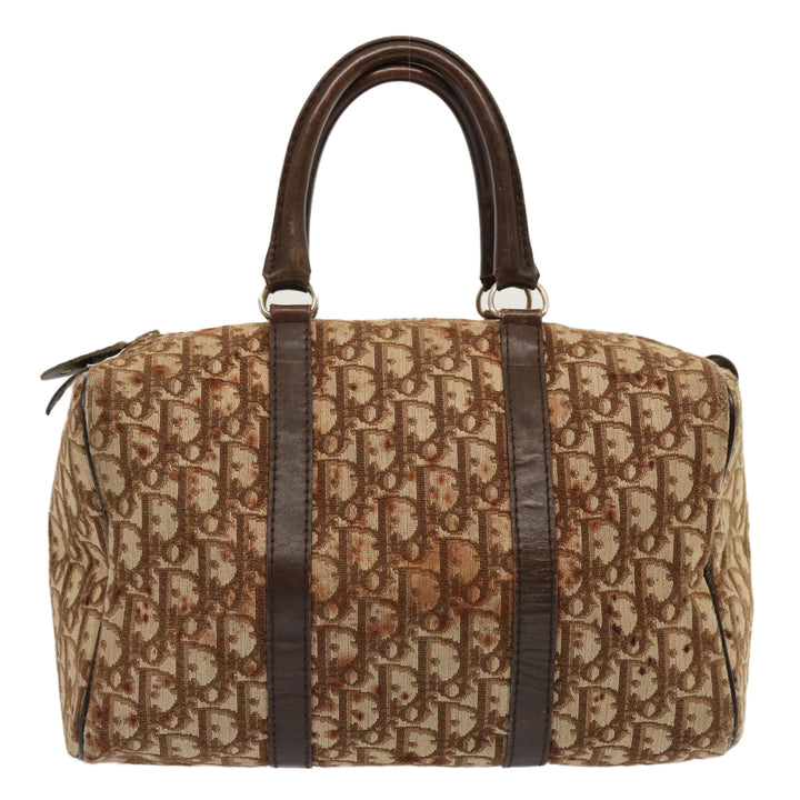 CHRISTIAN Top quality Dior Trotter Canvas Boston Bag Brown Auth 71020