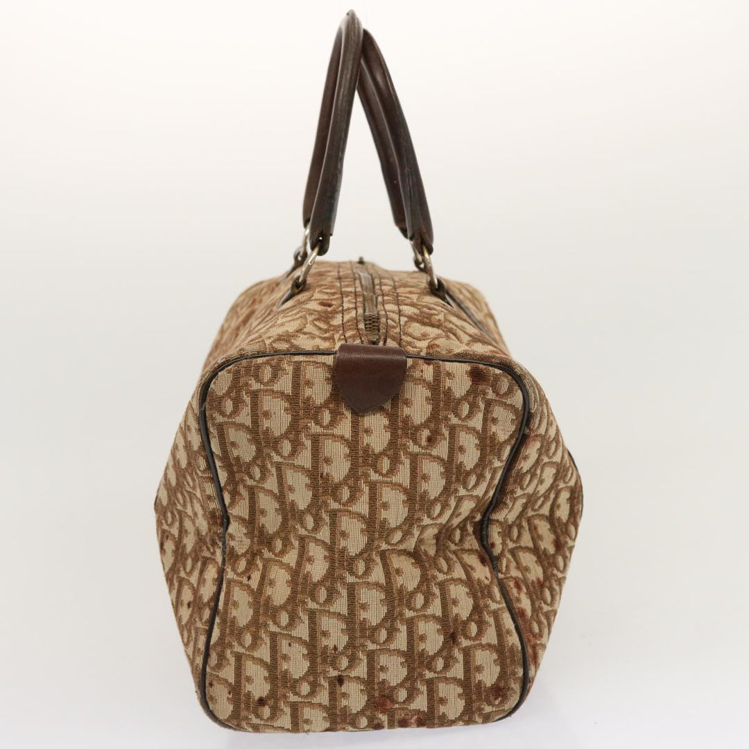 CHRISTIAN Top quality Dior Trotter Canvas Boston Bag Brown Auth 71020