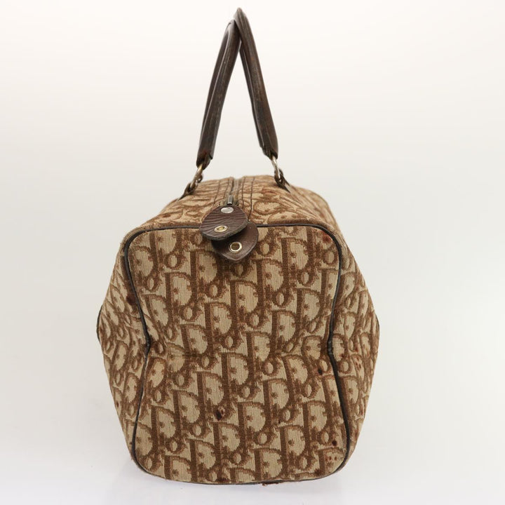 CHRISTIAN Top quality Dior Trotter Canvas Boston Bag Brown Auth 71020