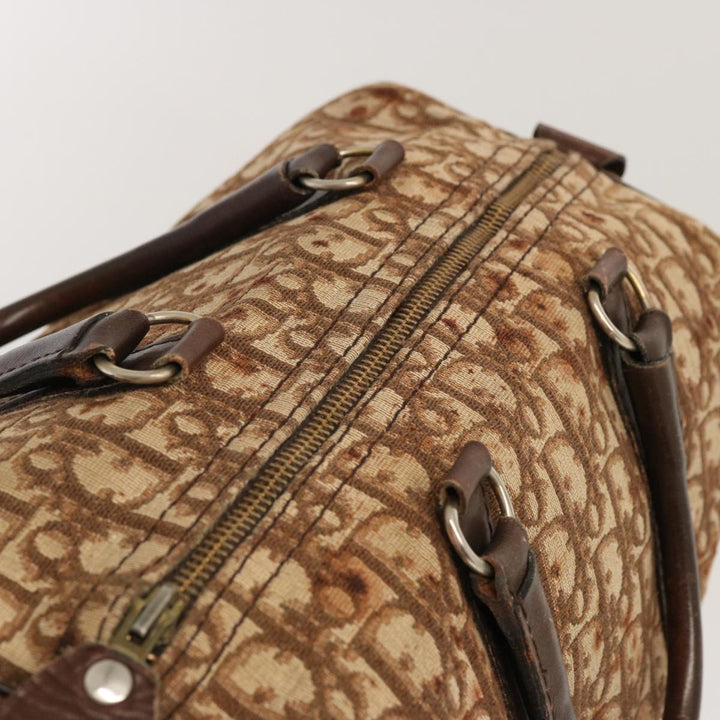 CHRISTIAN Top quality Dior Trotter Canvas Boston Bag Brown Auth 71020