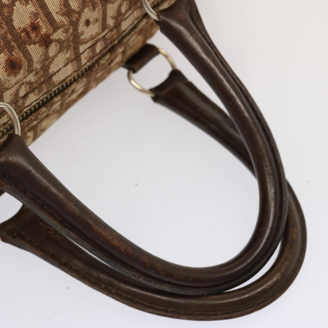 CHRISTIAN Top quality Dior Trotter Canvas Boston Bag Brown Auth 71020