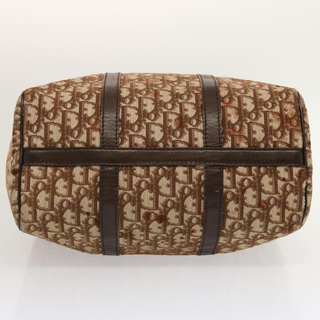 CHRISTIAN Top quality Dior Trotter Canvas Boston Bag Brown Auth 71020