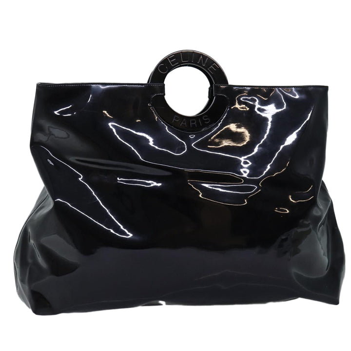 Celine Hand Bag Patent leather Black Auth 71034